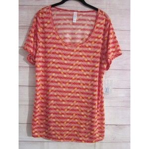 LulaRoe Shirt Women’s Size XL Red Yellow Short Sleeve High Low Lightweight